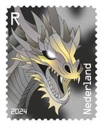 NL crypto zegel 3 - Draak - zwart met NFT, Ophalen, Na 1940, Postfris