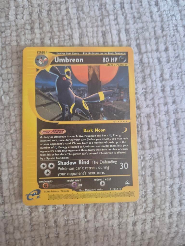 Umbreon 41/47 Pokemon Kaart - Dark Moon, Ophalen of Verzenden, Gebruikt, Losse kaart