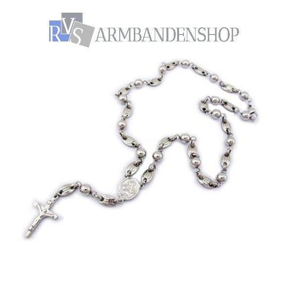 div rvs goud zilver kruisjes rozenkrans gouden kettinghanger, Verzenden, Nieuw, Zilver, Overige materialen