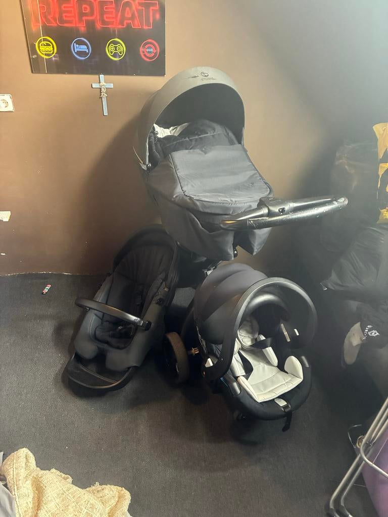Complete Stokke kinderwagen 3-in-1 met Maxi-Cosi en accessoi, Gebruikt, Combiwagen, Met autostoeltje, Ophalen