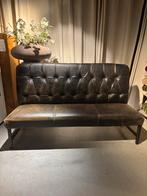 Eettafel Bank geschuurd Leer merk  Rofra, Gebruikt, Zwart, Leer, Stoer Vintage