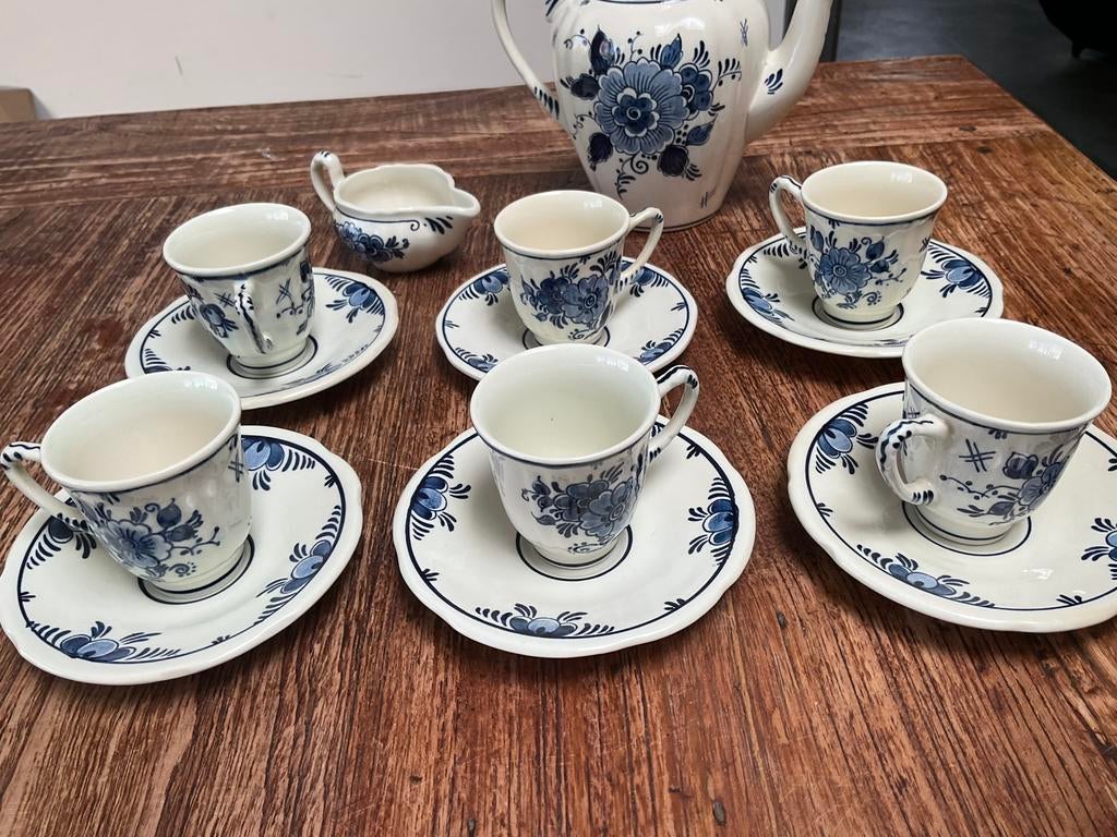 Delfts blauw theeservies (heel oud), Ophalen of Verzenden