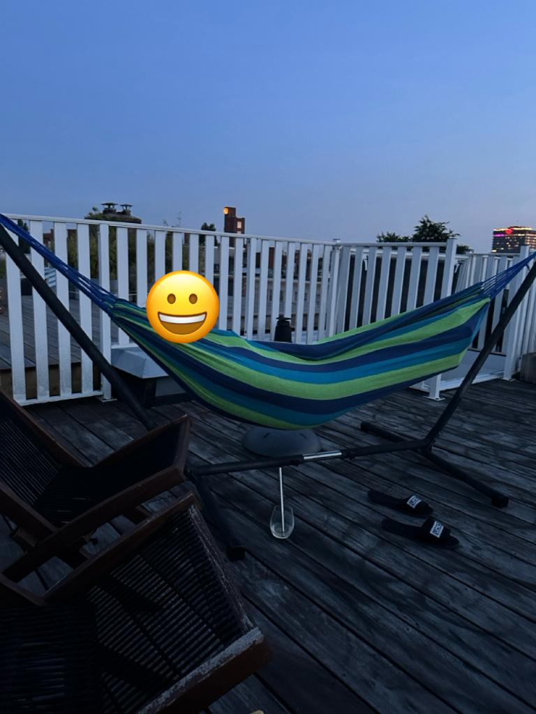 Hangmat 2 Persoons + Standaard, Tuin en Terras, Hangmatten, Ophalen, Gebruikt, Meerpersoons, Met standaard