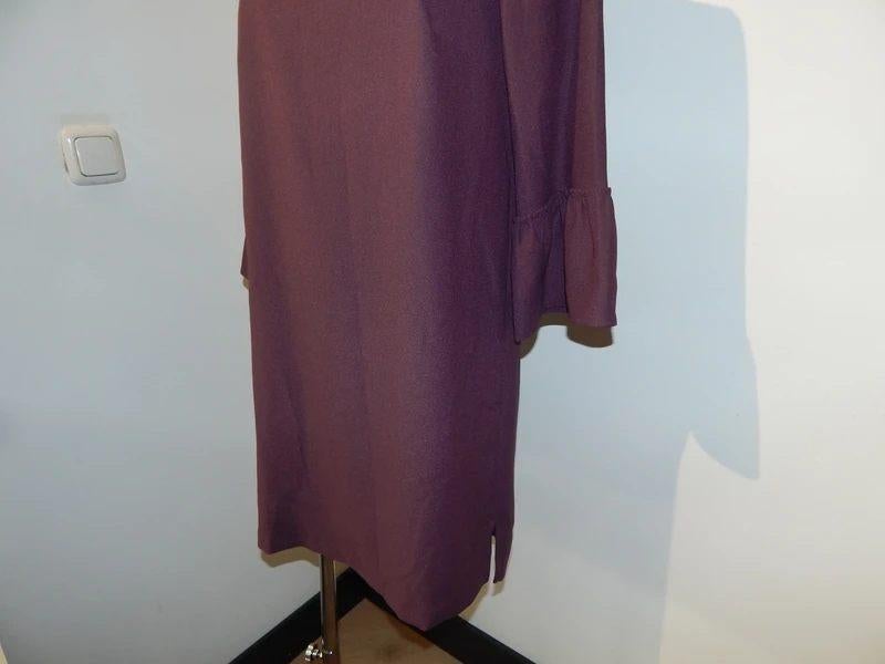 Ladress aubergine kleurige jurk onderkant mouw uitlopendM, Maat 38/40 (M), Verzenden, Paars, Zo goed als nieuw