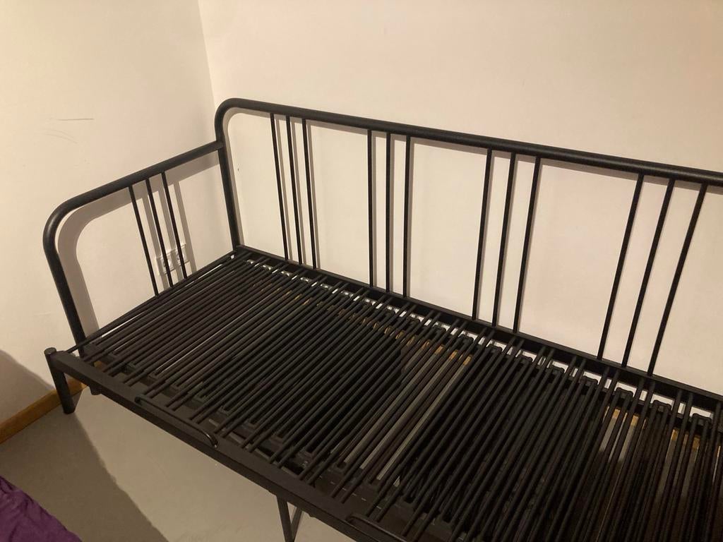 IKEA Bedbank 80x200 met twee matrassen, Ophalen, Gebruikt, Zwart, 200 cm