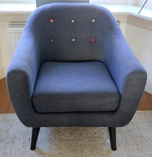 Ritchie fauteuil van Made .com - Antraciet, Ophalen, Minder dan 75 cm, Zo goed als nieuw, Stof