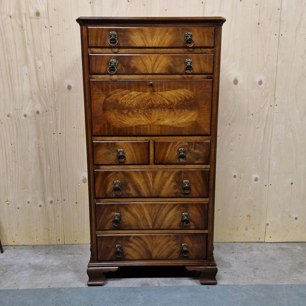 Antieke ladekast met bureautje vintage italiaanse kast, Antiek en Kunst, Antiek | Meubels | Kasten, Ophalen of Verzenden