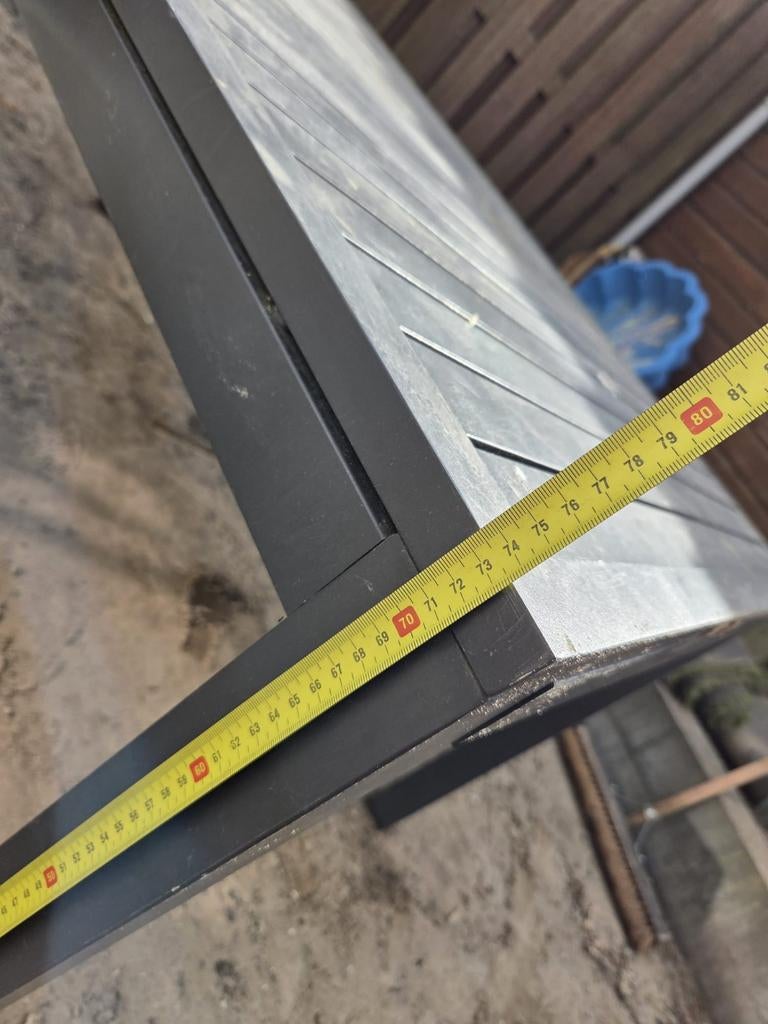 Stevige tuintafel, donkergrijs, 160x80 cm, Tuin en Terras, Tuintafels, Ophalen, Gebruikt, Rechthoekig, Metaal