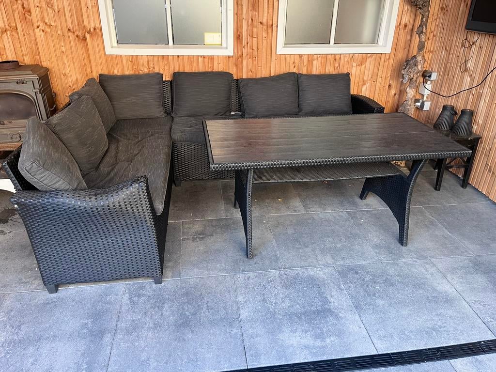 Lounge Dining set, Tuin en Terras, Tuinsets en Loungesets, Gebruikt, Loungeset, Kunststof, 5 zitplaatsen, Bank, Ophalen