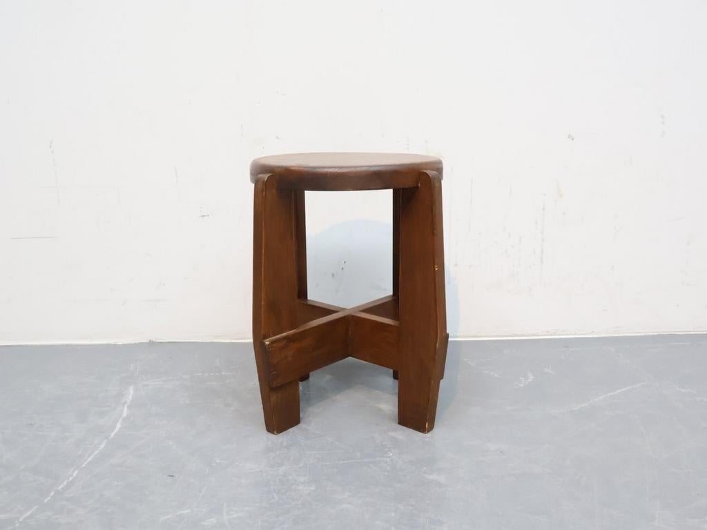 Vintage Art Deco Plantenkruk Eikenhout, Huis en Inrichting, Krukjes, Gebruikt, ., Ophalen of Verzenden, .