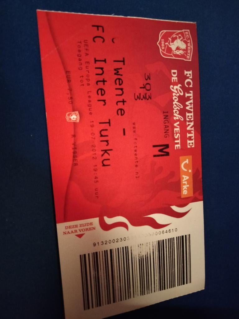 Fc twente -inter Turku 12-13, Ophalen of Verzenden, Gebruikt, F.C. Twente, Poster, Plaatje of Sticker