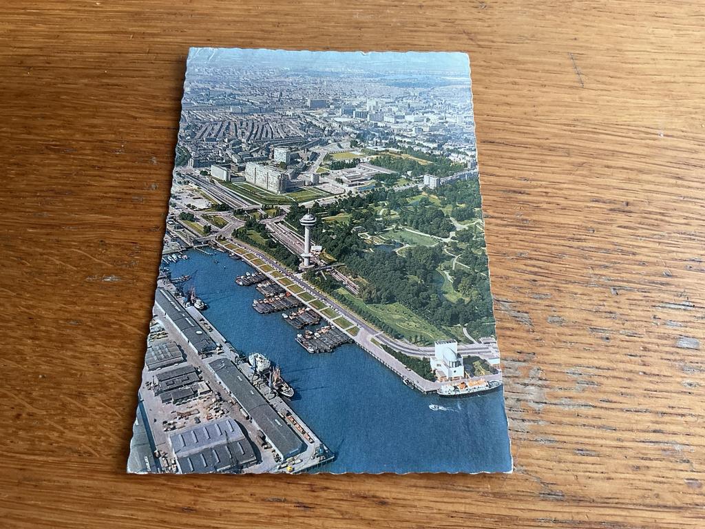 T155 Rotterdam Euromast binnenvaart Dijkzigt, Verzamelen, Ansichtkaarten | Nederland, Ophalen of Verzenden, 1940 tot 1960, Zuid-Holland