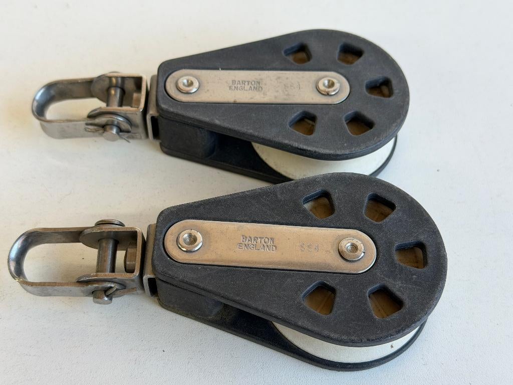 Barton 1 schijfs blok met wartel 58 mm tot 14 mm lijn, Ophalen of Verzenden, Gebruikt, Lijn of Blok