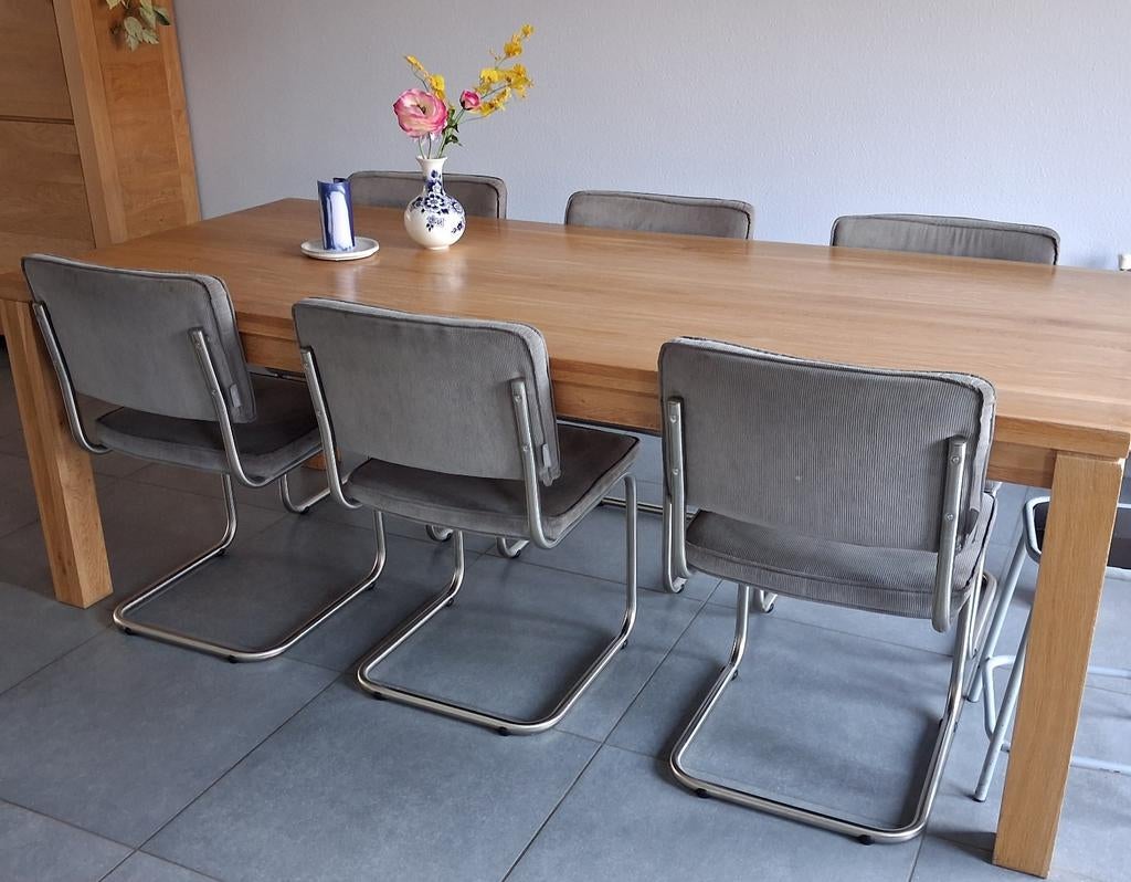 Zuiver Ridge Rib stoelen 6 stuks, grijs, Huis en Inrichting, Stoelen, Ophalen, Gebruikt, Grijs, Vijf, Zes of meer stoelen