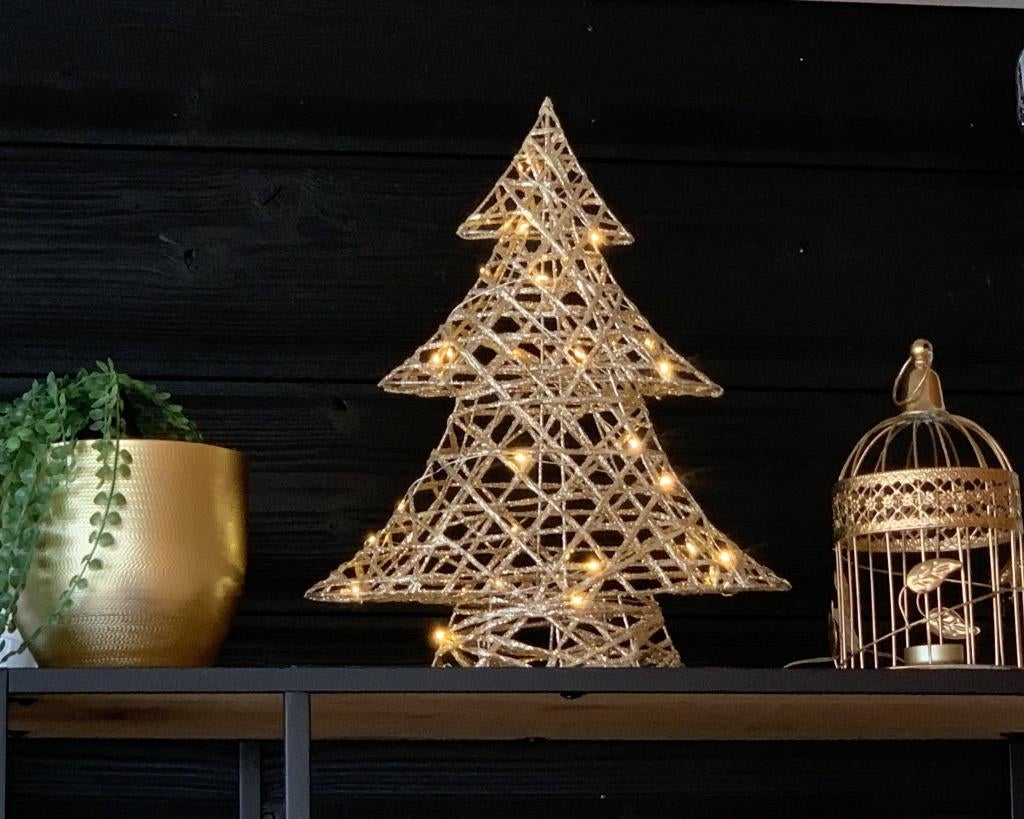 Decoratie kerstbomen goud met verlichting NIEUWSTAAT, Diversen, Ophalen, Nieuw