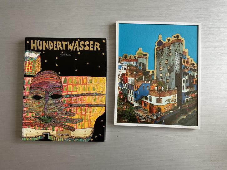 Boek Hundertwasser & afbeelding Hundertwasserhaus; samen €25, Antiek en Kunst, Kunst | Overige Kunst, Ophalen of Verzenden