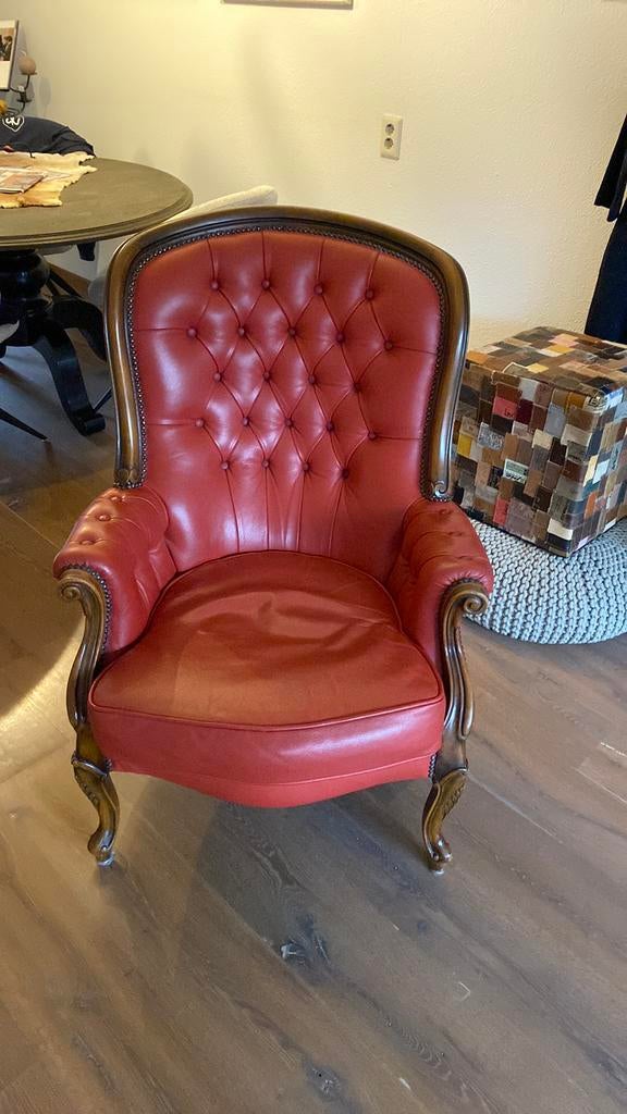 Terra lederen fauteuil, Huis en Inrichting, Fauteuils, Ophalen of Verzenden, Zo goed als nieuw, 75 tot 100 cm, 50 tot 75 cm