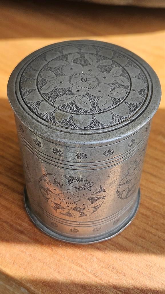 Prachtig oud theebusje 1930 tin, Antiek en Kunst, Ophalen of Verzenden