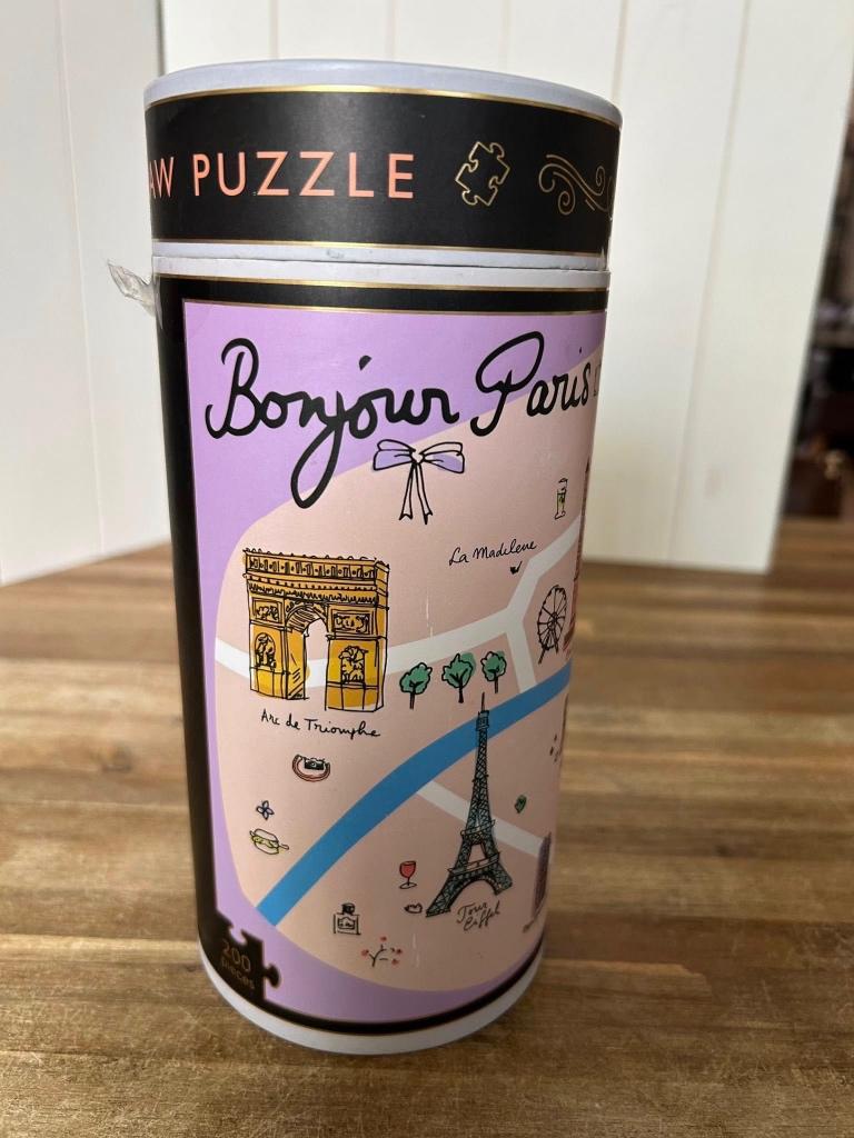Bonjour Paris 200 stukjes puzzel in koker, Ophalen of Verzenden, Meer dan 50 stukjes, Gebruikt, 6 jaar of ouder
