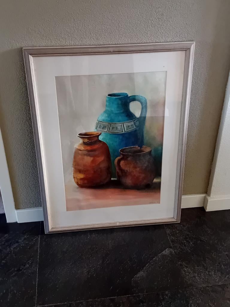 Schilderij met zware lijst, Ophalen of Verzenden, Zo goed als nieuw, Hout, 75 cm of meer