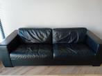 Zwart leren 2,5 zits bankstel Poltrona Frau, Huis en Inrichting, Ophalen, Gebruikt, Leer, Rechte bank