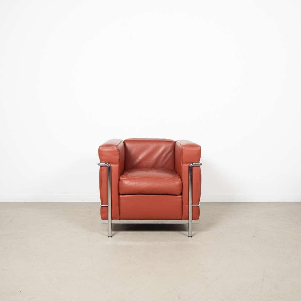 4x Cassina LC2 Fauteuil Cognac Leer, Niet ingevuld, Minder dan 75 cm, Niet ingevuld, Zo goed als nieuw