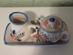 Vintage aardewerk roomstel met bloemmotief, Ophalen of Verzenden