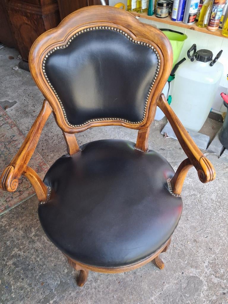 Zwart leder bureaudraaifauteuil inwst., Ophalen of Verzenden