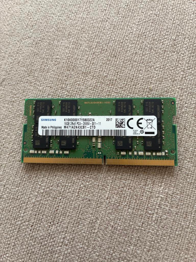 Samsung 16GB DDR4 RAM PC4-2666V, Computers en Software, RAM geheugen, Gebruikt, DDR4, Ophalen of Verzenden, Laptop