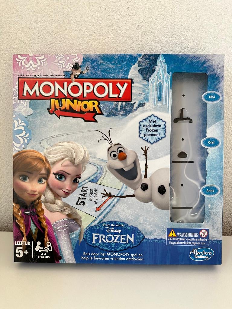 Monopoly Junior Thema Frozen van Disney - zo goed als nieuw!, Een of twee spelers, Ophalen of Verzenden, Zo goed als nieuw, Hasbro