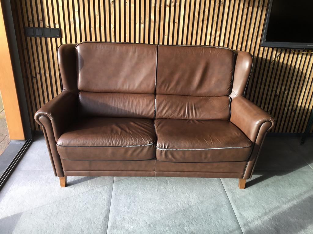 Leren bank, Ophalen, Gebruikt, Leer, 75 tot 100 cm