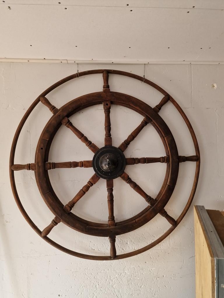 Groot decoratief scheepsroer - Houten stuurwiel, Ophalen