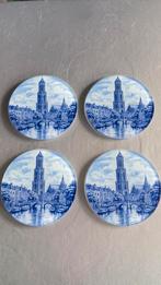 Glazen onderzetters Domtoren en gracht in Delfts blauw, Ophalen of Verzenden, Nieuw, Glas of Kopje