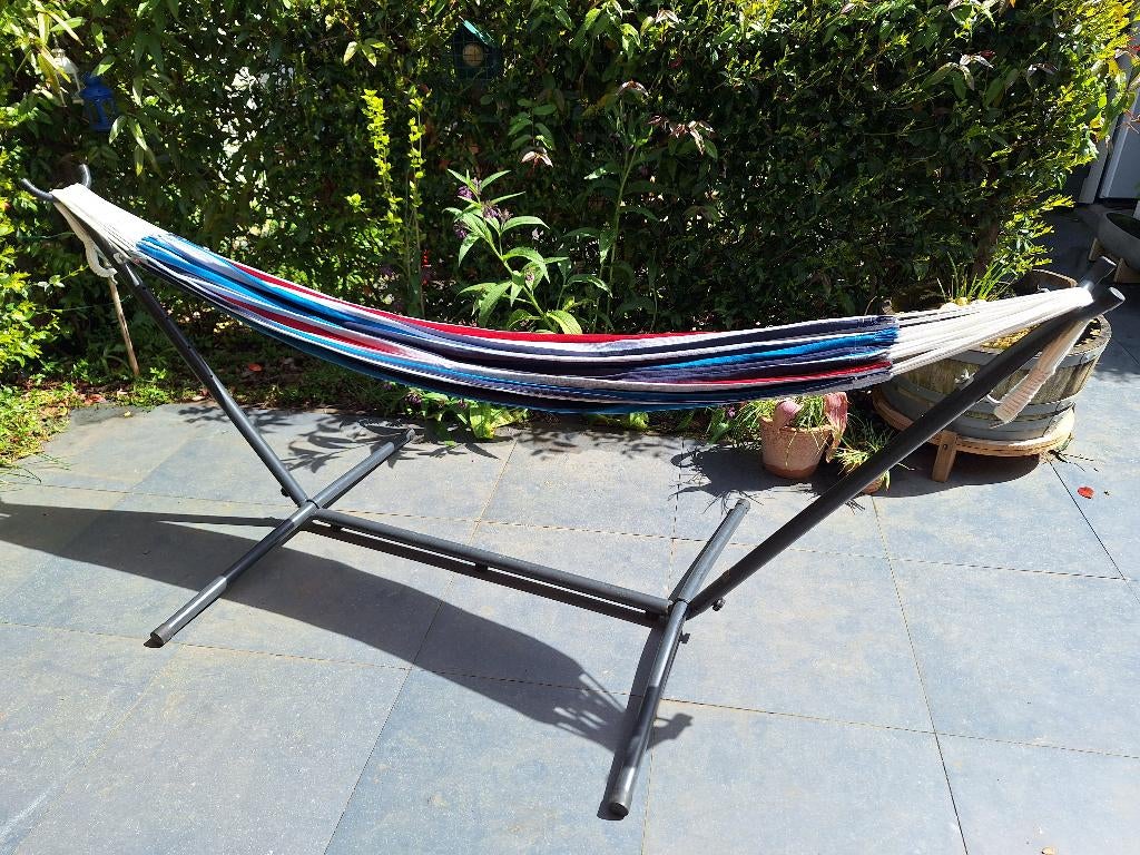 Luxe tweepersoons hangmat, Tuin en Terras, Hangmatten, Ophalen, Gebruikt, Meerpersoons, Met standaard