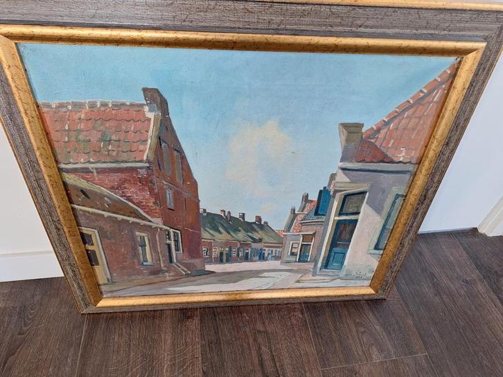 Schilderij Andries Verleur - Dorpsgezicht, Antiek en Kunst, Kunst | Schilderijen | Klassiek, Ophalen