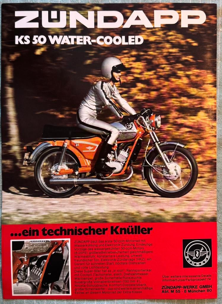 Advertentie 1974 Zündapp KS50 water-cooled, Verzenden, Zo goed als nieuw