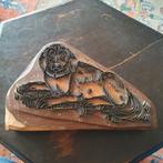 Oud batikstempel met afbeelding van een hond., Ophalen of Verzenden