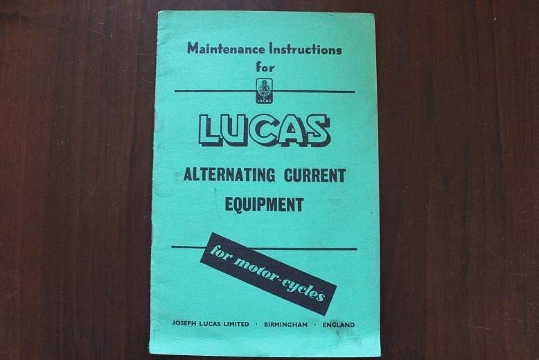 Lucas alternating current equipment maintenance instructions, Ophalen of Verzenden, Overige merken