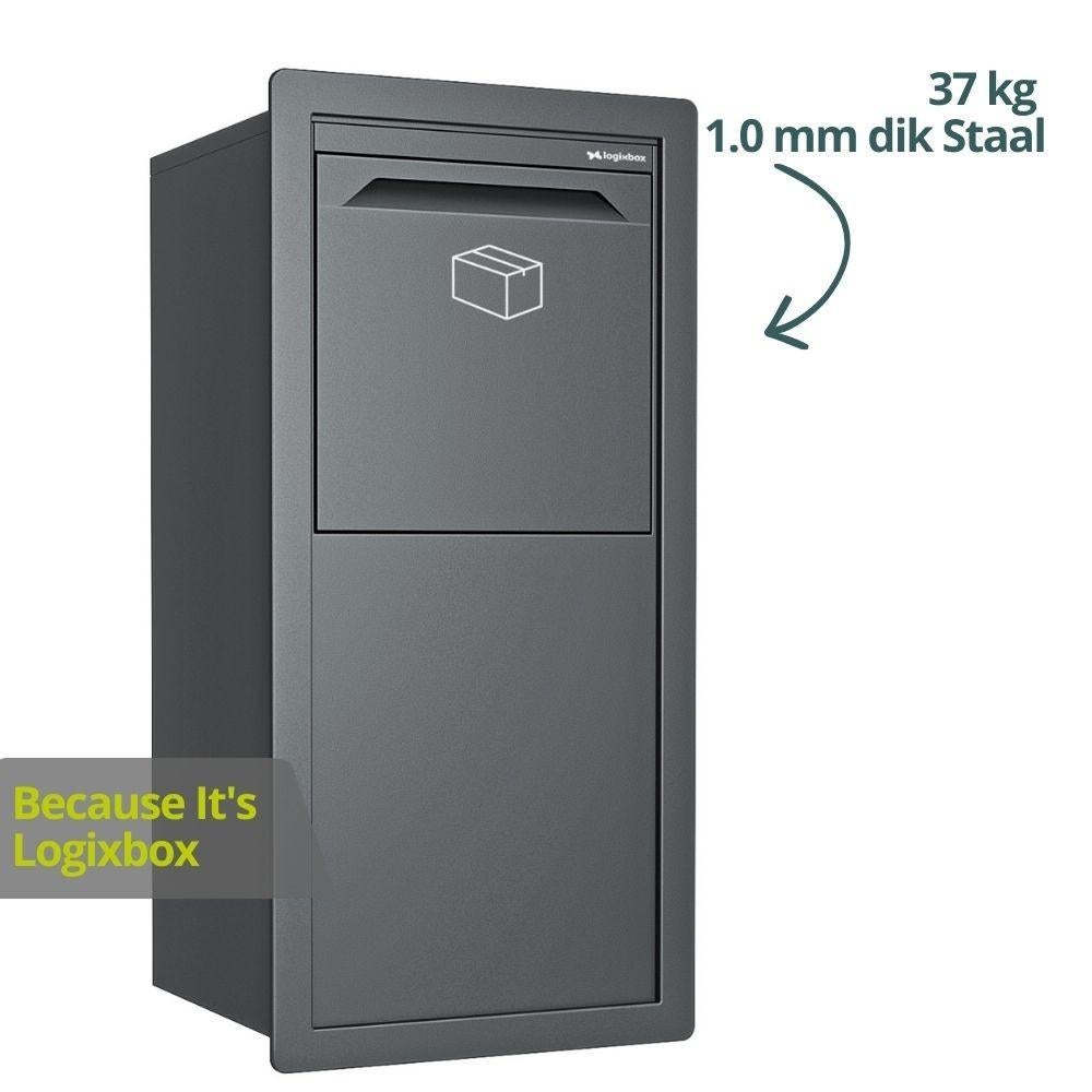 Logixbox - Pakketbrievenbus - Inbouw-Deur Achterkant, Staal, Staande brievenbus, Nieuw, Ophalen of Verzenden