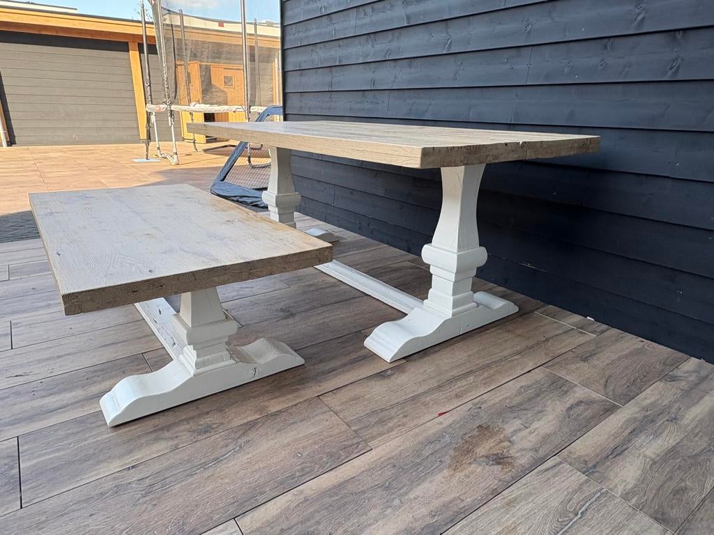 Complete set nette eikenhouten kloostertafels, Huis en Inrichting, Tafels | Eettafels, Ophalen, Eikenhout, 50 tot 100 cm, Zo goed als nieuw