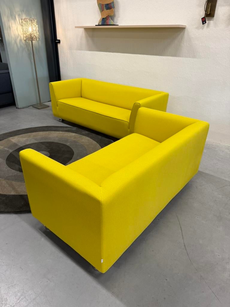 2 Gelderland 4800 2,5 & 2 zits Bank geel stof Design 160 190, Huis en Inrichting, Banken | Bankstellen, 150 tot 200 cm, 75 tot 100 cm