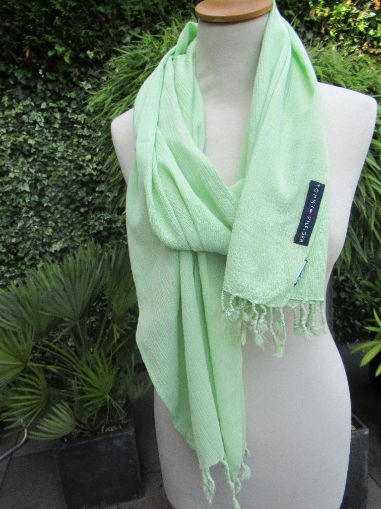 SJAAL merk Tommy Hilfiger zeegroen/blauw nieuw 50x200 cm, Maat 46/48 (XL) of groter, Nieuw, Ophalen of Verzenden, Sjaal