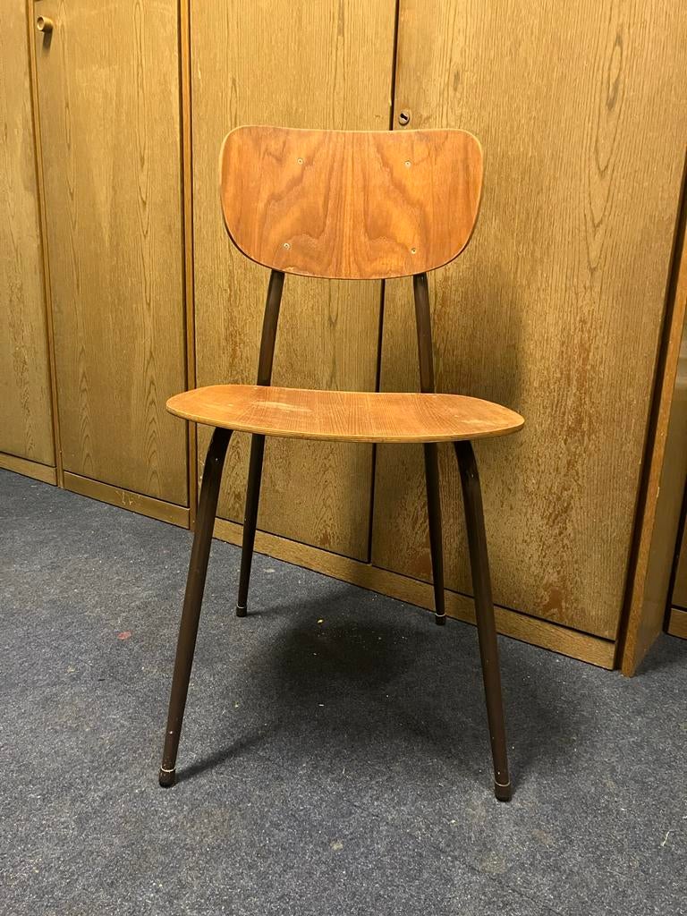 Vintage stoel met metalen poten, Ophalen, Bruin, Zo goed als nieuw, Eén