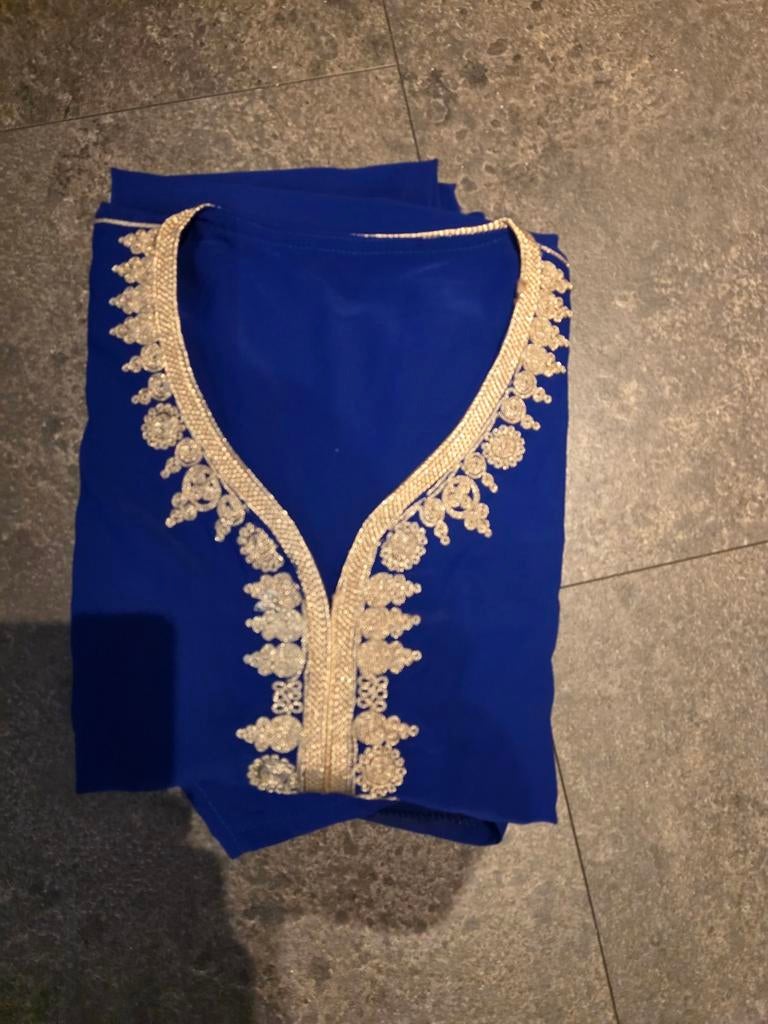 Blauwe Kaftan met Gouden Borduurwerk, Overige typen, Blauw, Maat 42/44 (L), Nieuw