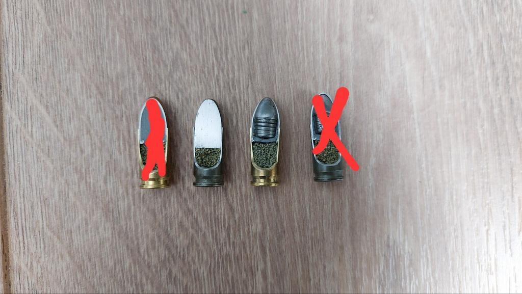 WO2 Duitse 9mm doorsneden Luger patronen, Ophalen of Verzenden, Landmacht, Duitsland, Hulzen of Bodemvondsten