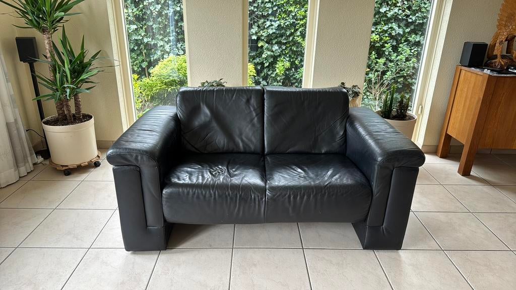 Heel knappe leren 3 en 2 zits bank, Ophalen, Gebruikt, Leer