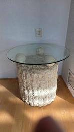 Fossil Stone bijzettafel - Rond D60cm x H54cm, 45 tot 60 cm, Fossiel steen / glas, Rond, 55 tot 75 cm
