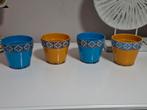 Set van 4 kleurrijke bloempotten met mozaïekpatroon, Kunststof, Minder dan 30 cm, Rond, Ophalen of Verzenden