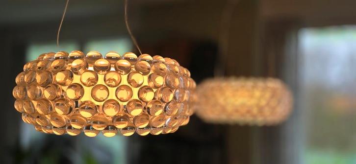 2 Foscarini Caboche Plus Hanglampen Transparant, Huis en Inrichting, Lampen | Hanglampen, Zo goed als nieuw, 50 tot 75 cm, Kunststof