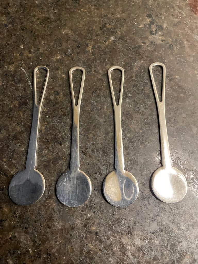 Nespresso RVS Lepels - Set van 4, Huis en Inrichting, Keuken | Bestek, Ophalen of Verzenden, Gebruikt, Rvs of Chroom, Los bestek